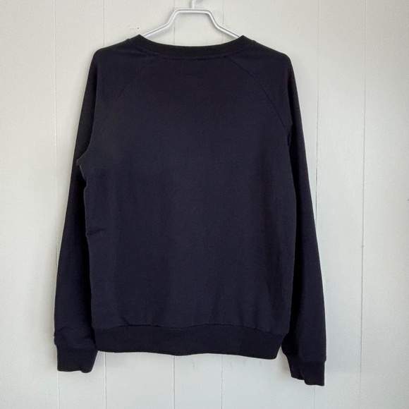Roots Navy blue crew neck pullover sweatshirt with knit front size M - Picture 2 of 11